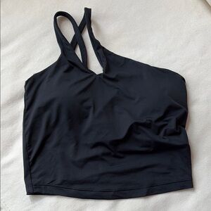Black asymmetrical sports bra